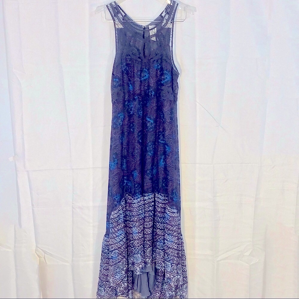 Free People Blue Purple Boho Paisley Maxi Dress 4